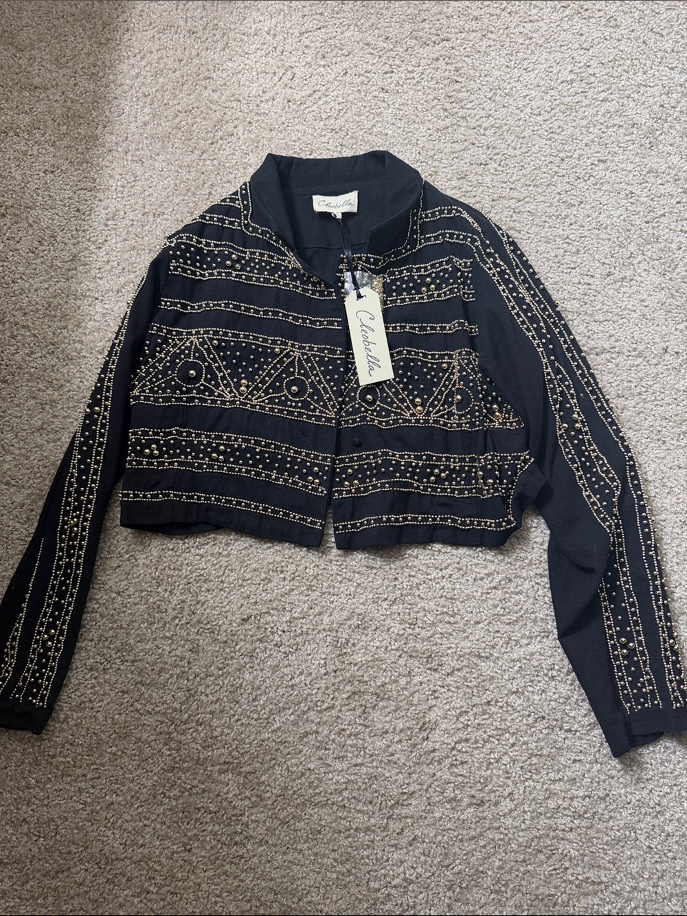 Cleobella Brand New Black Embellished Cropped Jacket